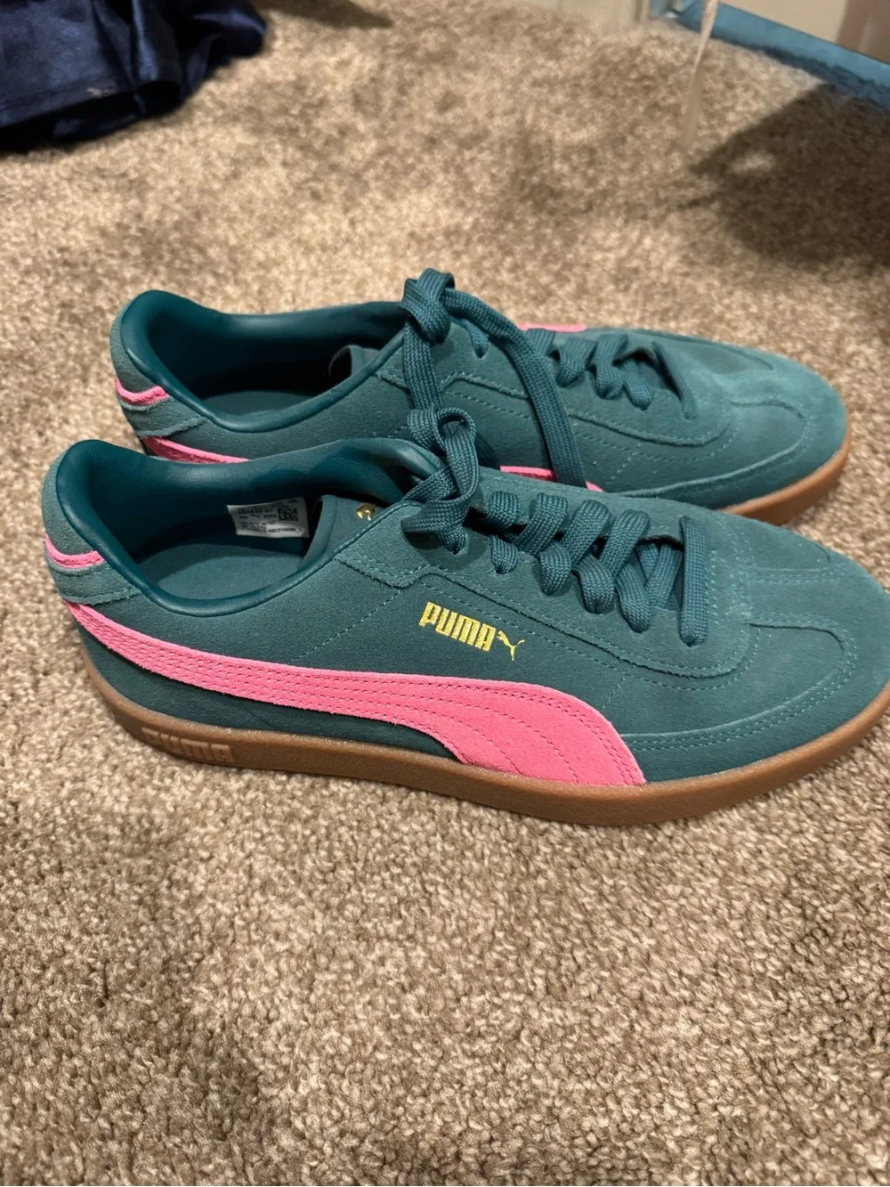 Puma Teal and Pink Suede Sneakers